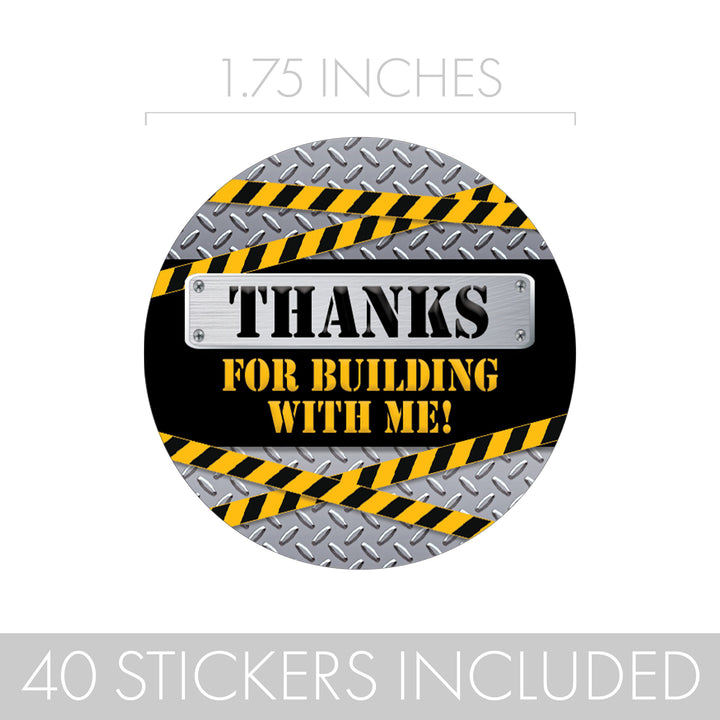Under Construction: Kid's Birthday - Thank You Labels - 40 Stickers