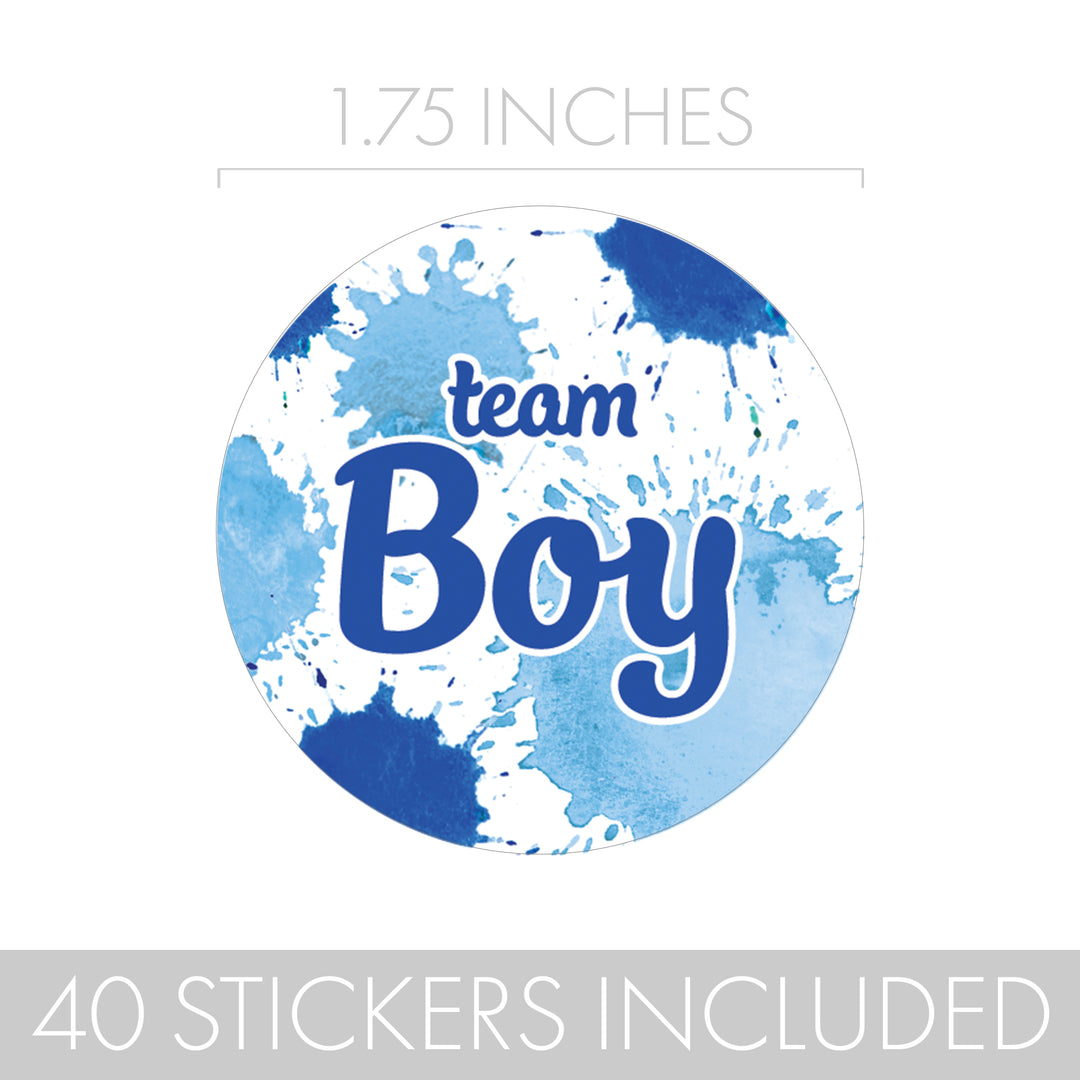 Paint Splatter: Gender Reveal Party - Team Boy or Team Girl - 40 Stickers