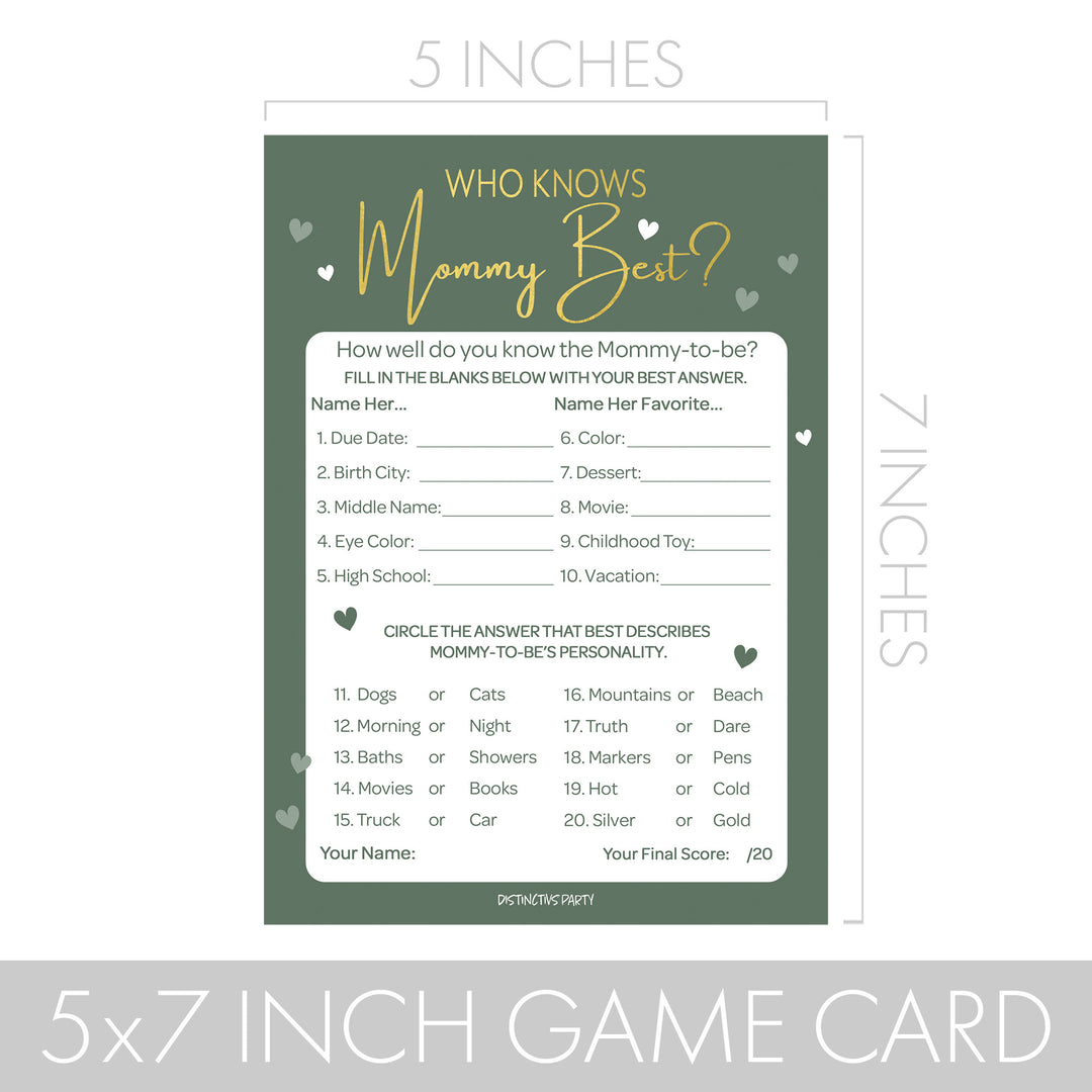 Sweet Baby Gender Neutral: Green- Baby Shower Game Bundle - Emoji, Animal Match, Who Knows, Word Search - 4 Games for 20 Players - 40 Dual Sided Cards