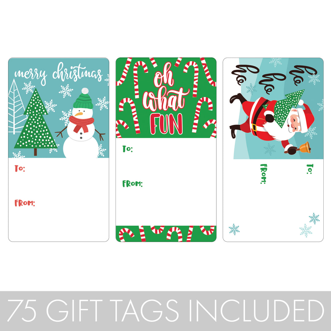 Christmas Gift Tag Stickers: Santa, Snowflakes, and Candy Canes   – 75 Stickers