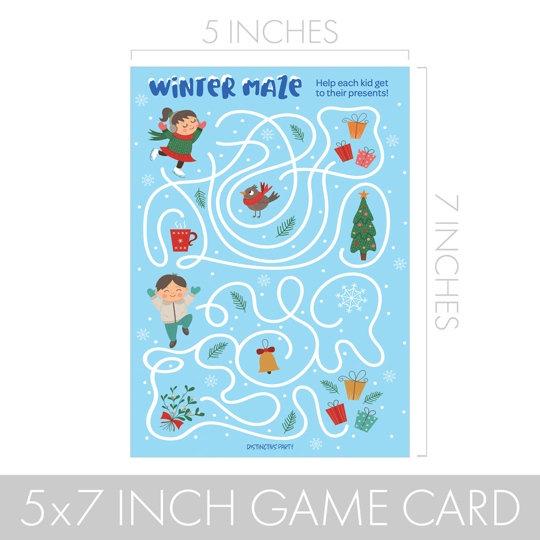 Winter Games: Blue Snowflakes - Hidden Objects, Matching, Maze, Connect the Dots - Preschool - 4 Game Bundle for 25 Kids