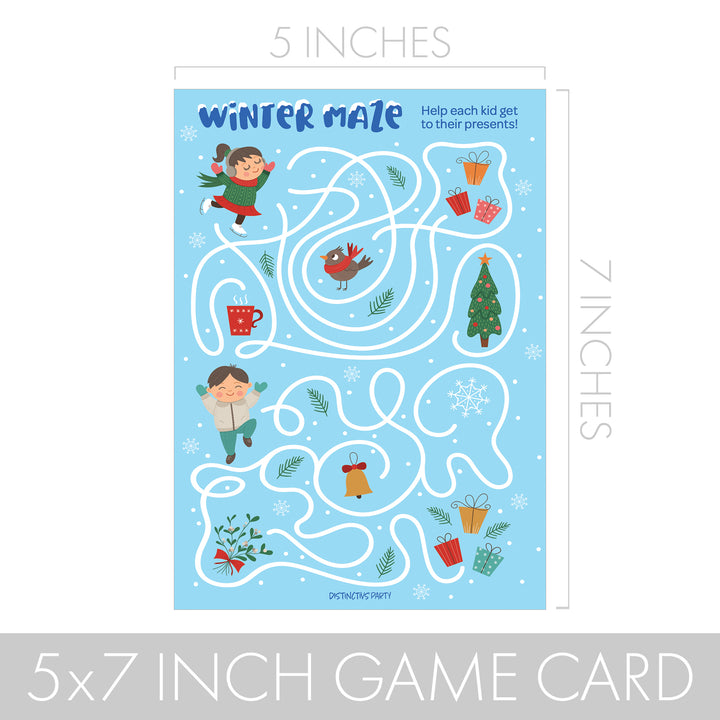 Winter Games: Blue Snowflakes - Hidden Objects, Matching, Maze, Connect the Dots - Preschool - 4 Game Bundle for 25 Kids