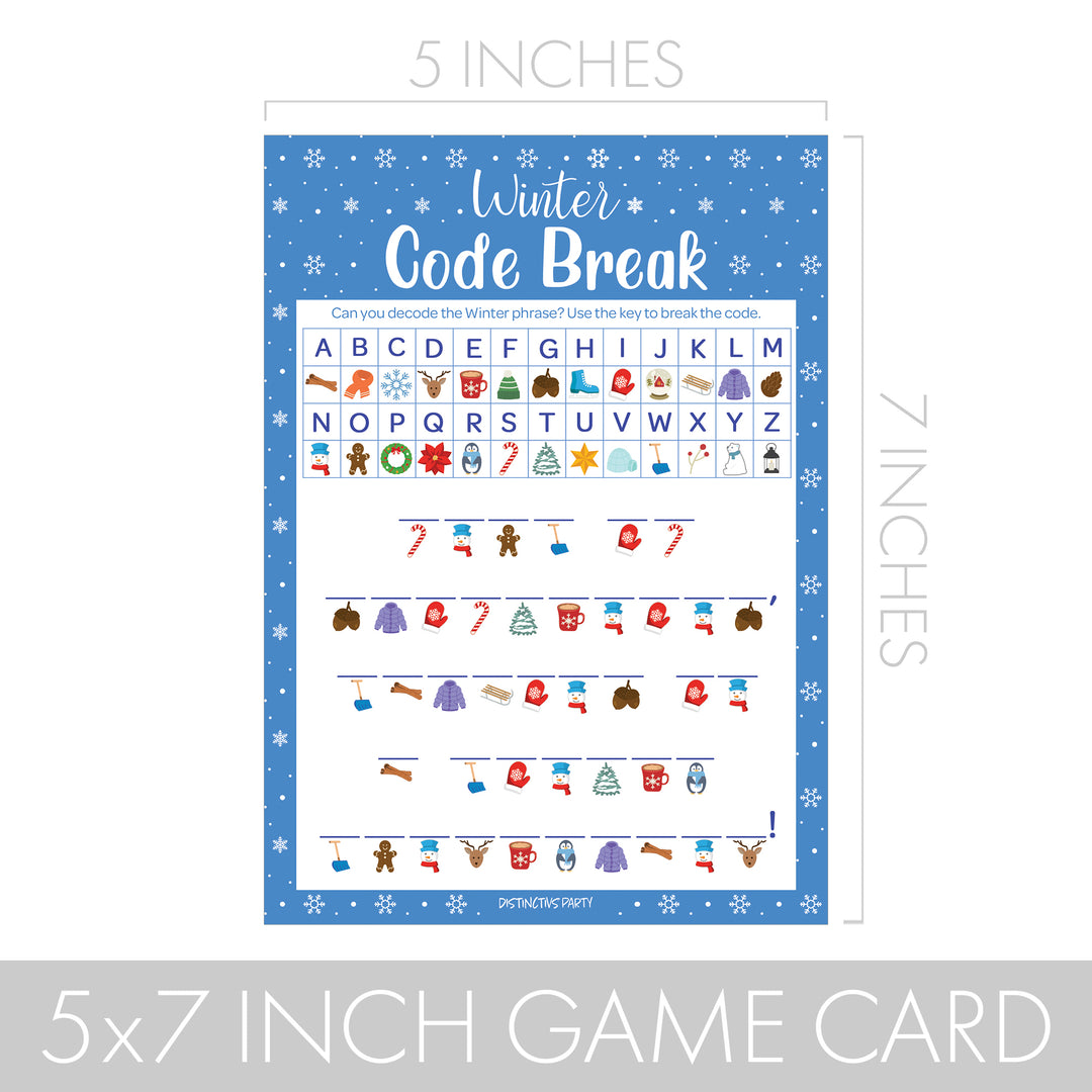 Winter Games: Blue Snowflakes - Picture Hunt, Code Break, Connect Dots, Maze - 4 Game Bundle for 25 Kids