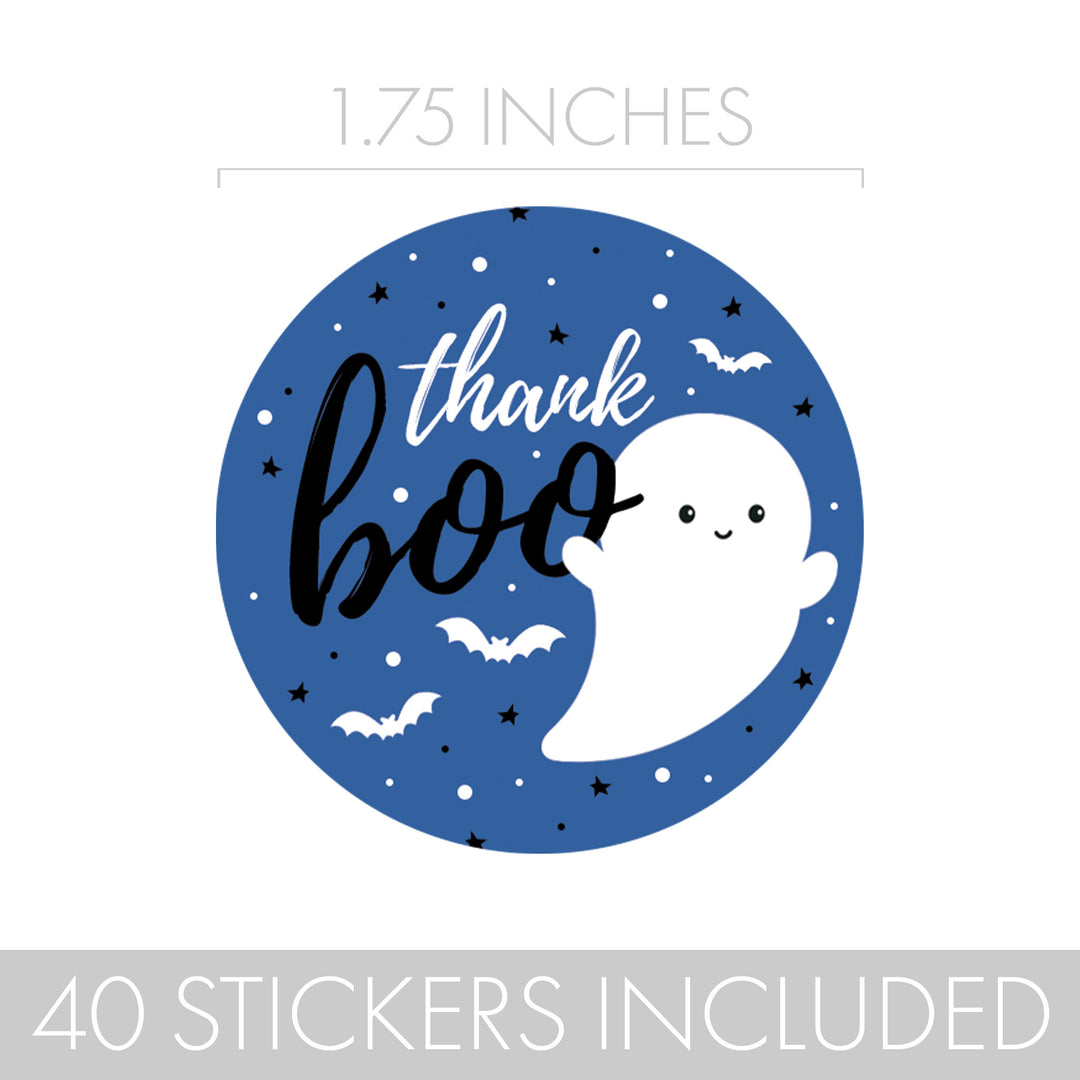 Little Boo: Blue - Boy Baby Shower - Thank You Stickers -  40 Stickers