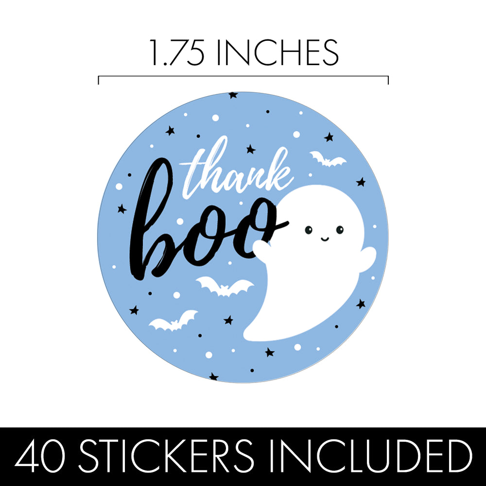 Little Boo: Blue - Boy Baby Shower - Thank You Stickers -  40 Stickers - Distinctivs Party