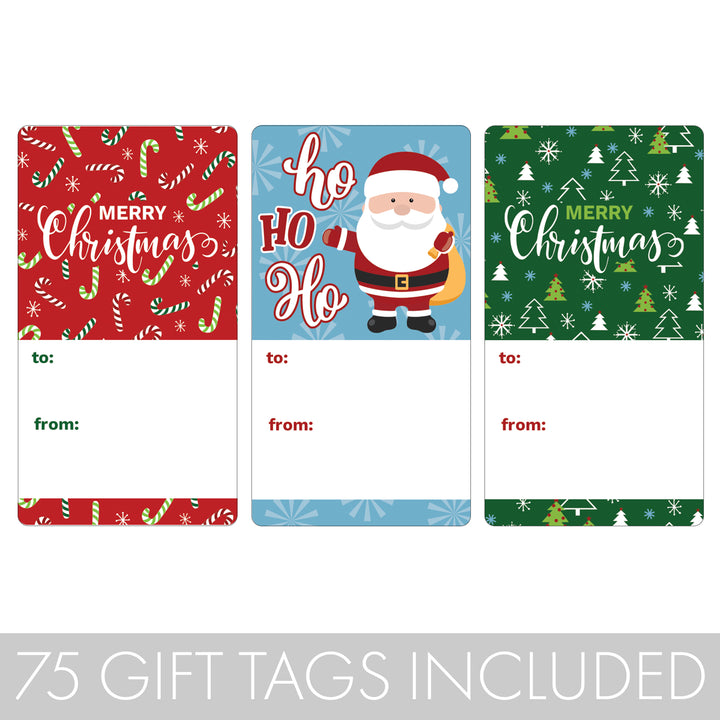 Christmas Gift Tag Stickers: Fun Christmas - Candy Canes, Santa and Christmas Trees  – 75 Stickers