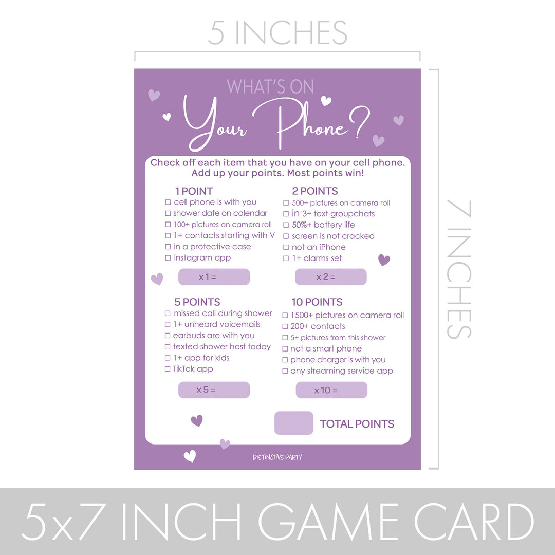 Sweet Baby Girl: Purple- Baby Shower Game Bundle - Guess Who: Mommy or Daddy, All Things Baby, What's On Your Phone & Word Scramble - 4 Games for 20 Players - 40 Dual Sided Cards