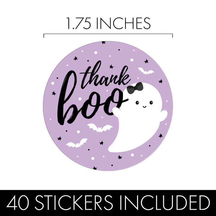 Little Boo: Purple - Girl Baby Shower - Thank You Stickers -  40 Stickers - Distinctivs Party
