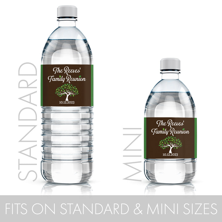 Etiquetas personalizadas para botellas de agua de fiesta de reunión familiar - 24 pegatinas (9 opciones de color)