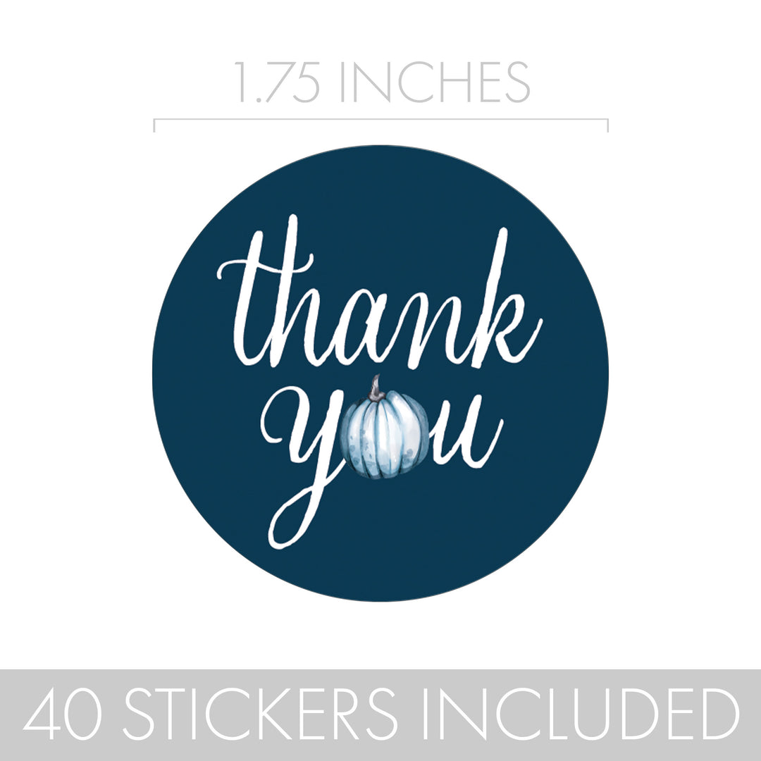 Little Pumpkin: Blue - Boy Baby Shower - Thank You Stickers - 40 Stickers