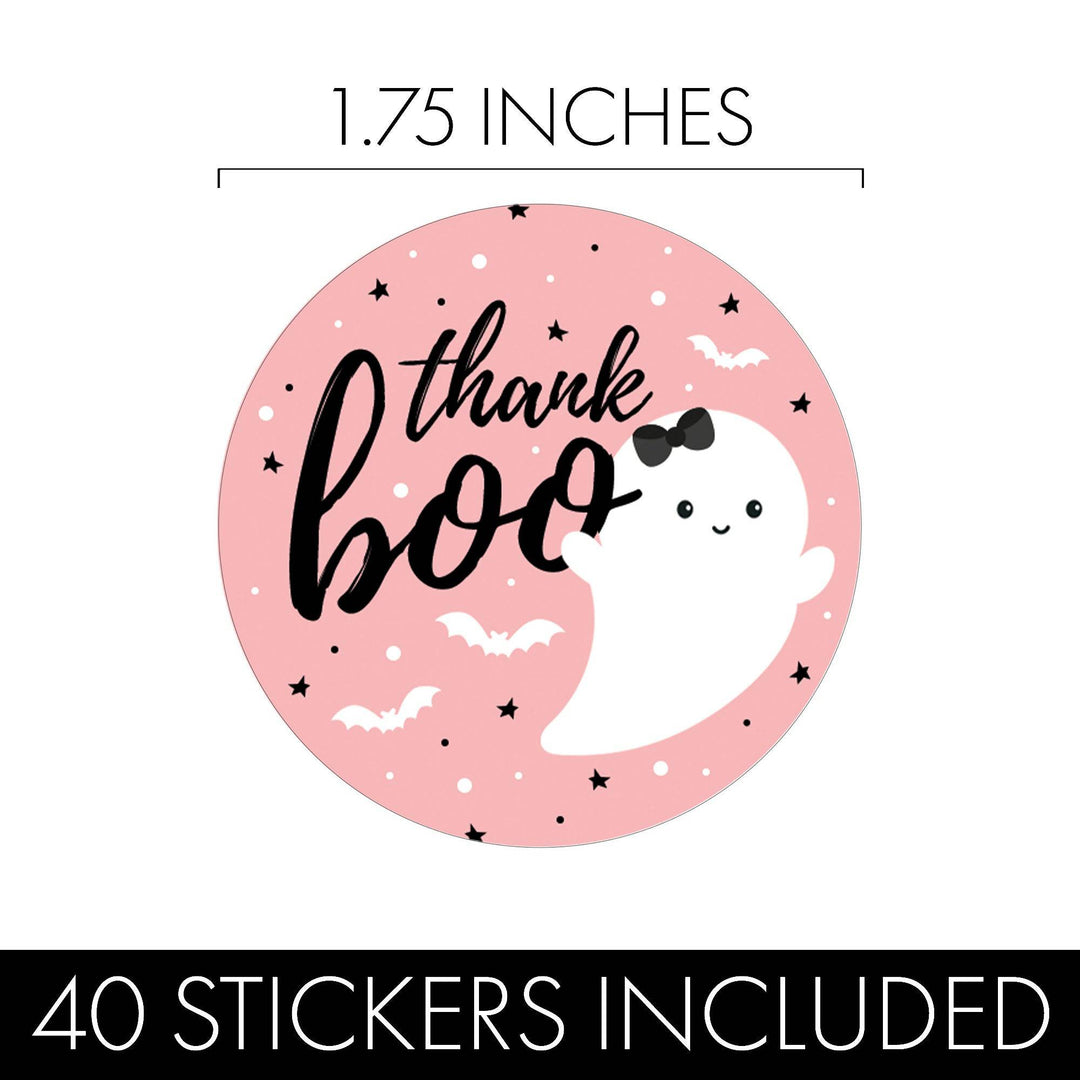 Little Boo: Pink - Girl Baby Shower - Thank You Stickers -  40 Stickers