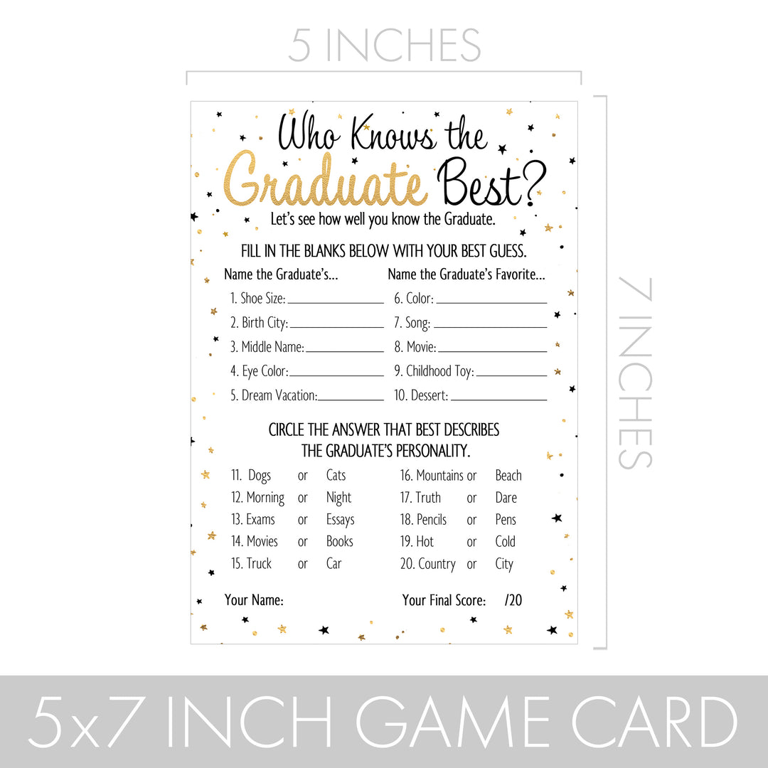 Graduation Party Game: Who Knows the Grad Best, Has the Grad Ever, Scattergories, and Word Scramble- Class of 2025 - Four Game Bundle - 25 Dual-Sided Game Cards