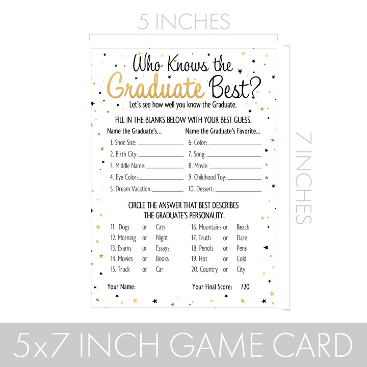 Graduation Party Game: Who Knows the Grad Best, Has the Grad Ever, Scattergories, and Word Scramble- Class of 2025 - Four Game Bundle - 25 Dual-Sided Game Cards