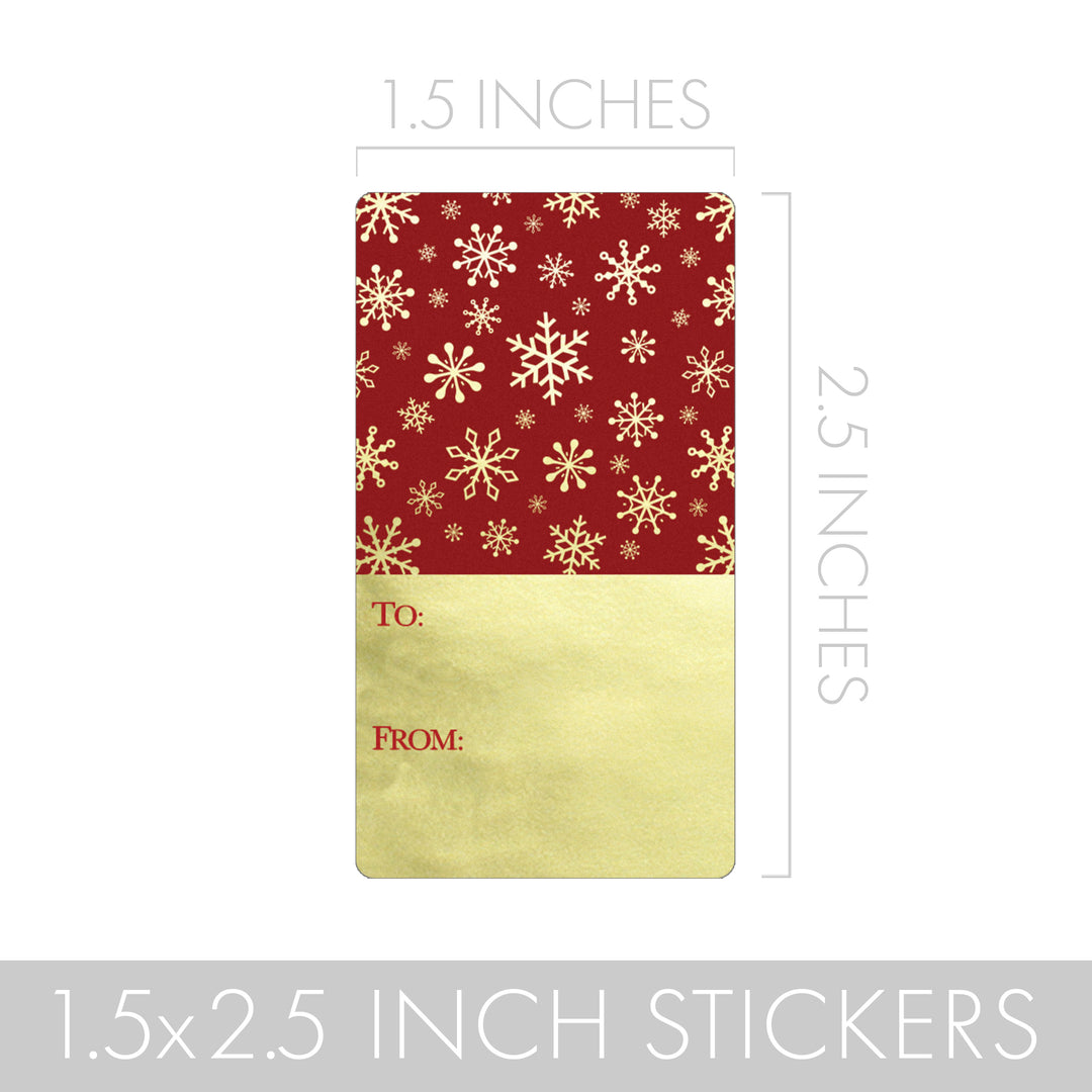 Christmas Gift Tag Stickers: Traditional Red, Green and Gold Foil – 75 Stickers