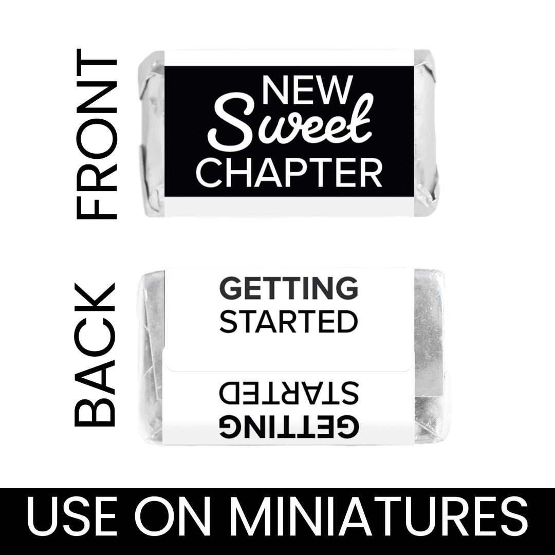 Signed Sealed Single Divorce Party Mini Candy Bar Stickers – 42 Black & White Candy Favor Labels