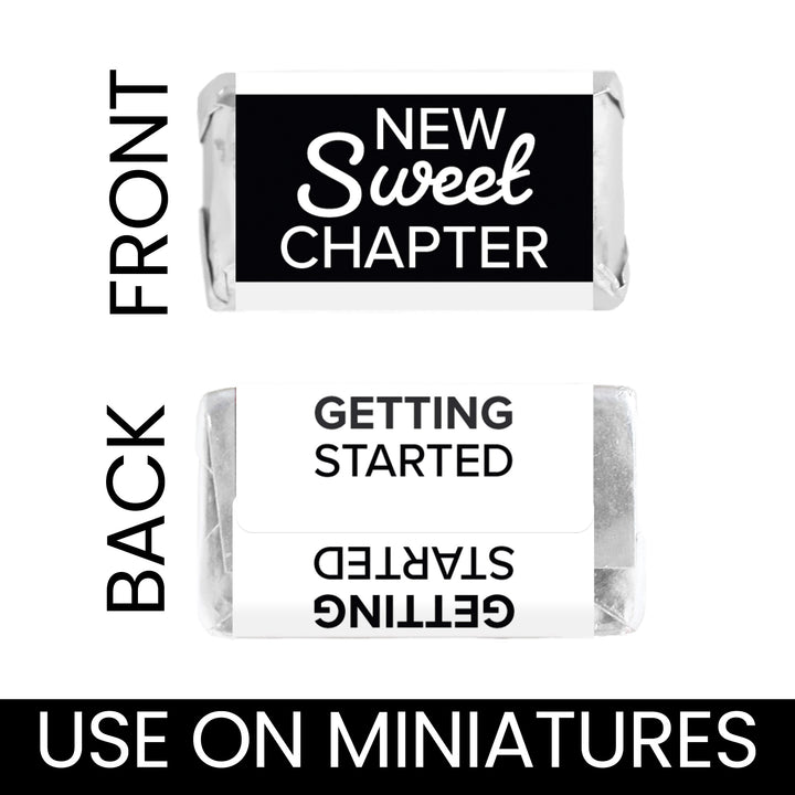 Signed Sealed Single Divorce Party Mini Candy Bar Stickers – 42 Black & White Candy Favor Labels