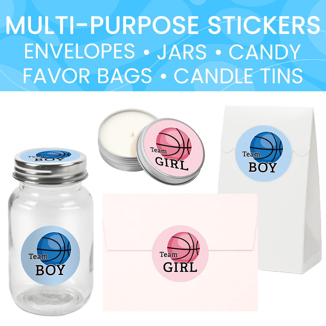 Basketball: Gender Reveal Party - Girl or Boy  - 40 Stickers