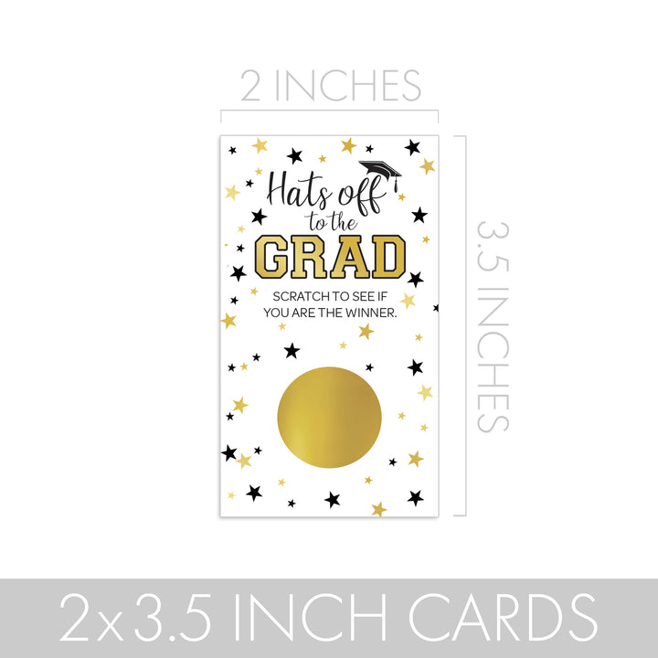 Graduation Party Game: White and Gold Scratch Off Cards- Class of 2025 - 30 Cards (2 Winners)