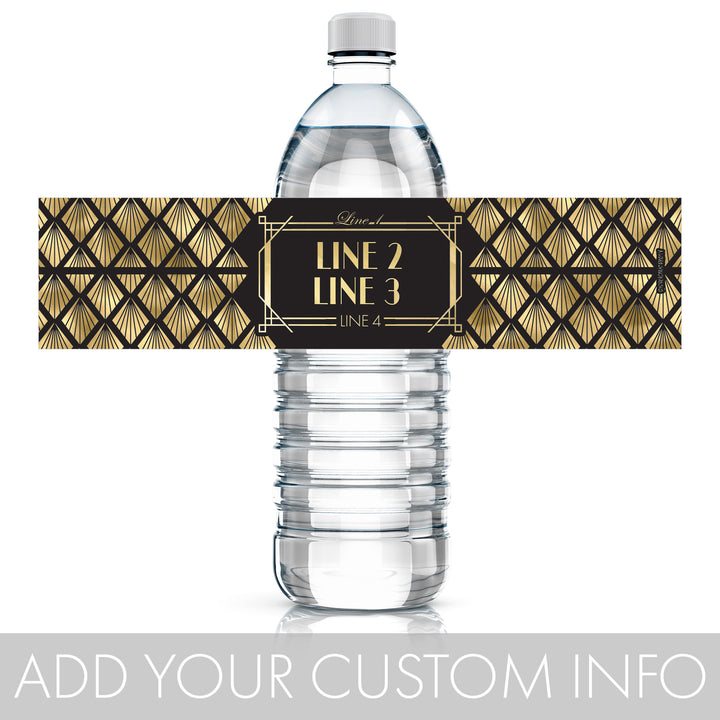 Personalized Prom: Roaring 20s - Water Bottle Labels - 24 or 250 Waterproof Stickers