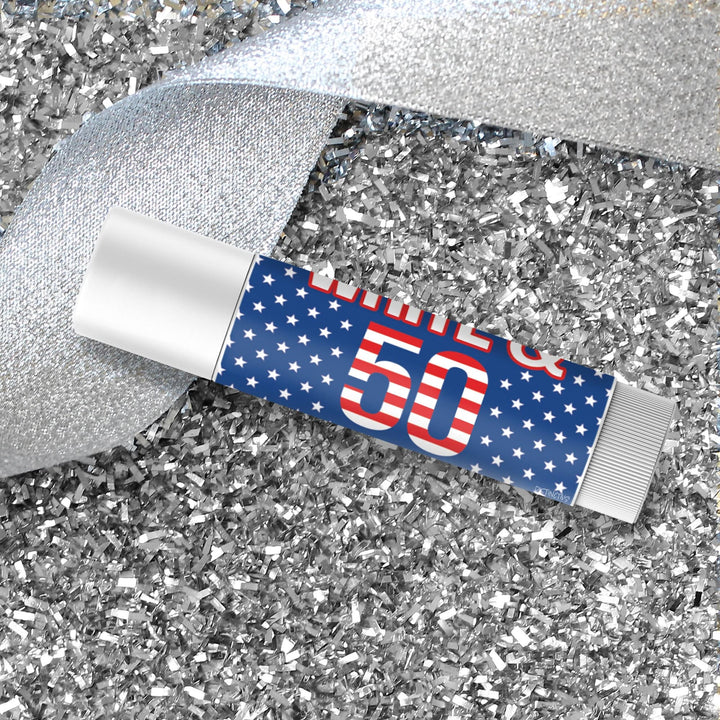 50th Birthday: Red White & Blue -  Lip Balm Labels - 36 Stickers