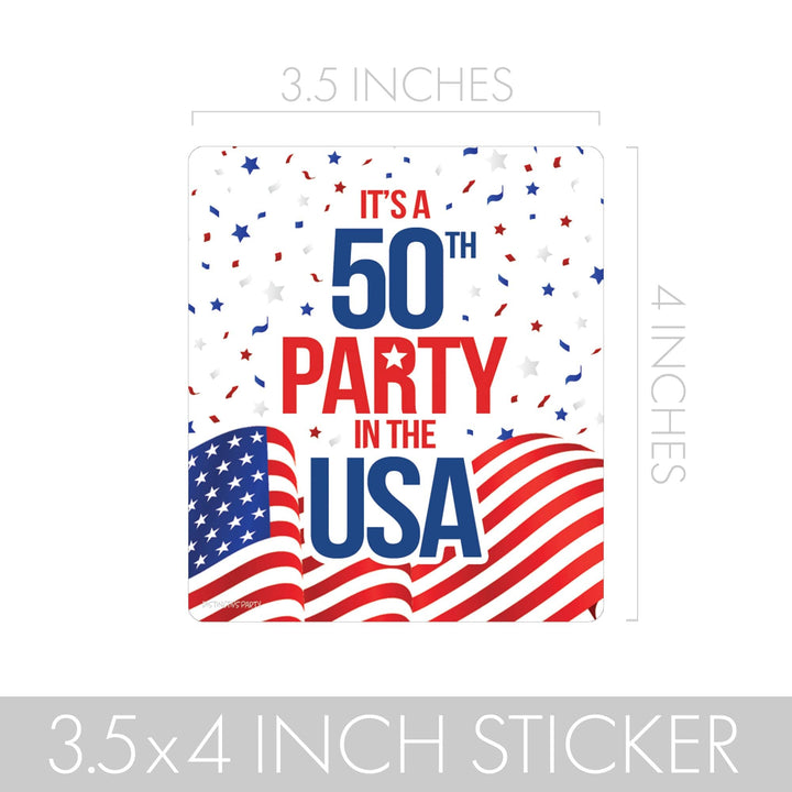 50th Birthday: Red White & Blue - Popcorn, Chip Bag, and Snack Bag Stickers - 32 Stickers