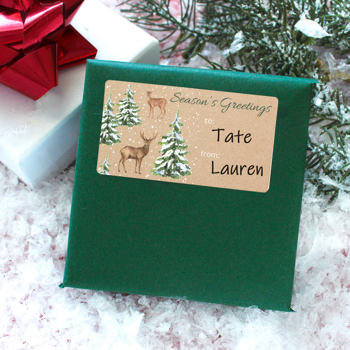 Christmas Gift Tag Stickers: Woodland Deer – 75 Stickers