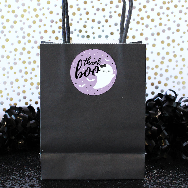 Little Boo: Purple - Girl Baby Shower - Thank You Stickers -  40 Stickers - Distinctivs Party