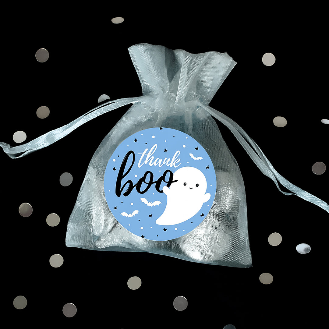 Little Boo: Blue - Boy Baby Shower - Fall Thank You Stickers -  40 Stickers