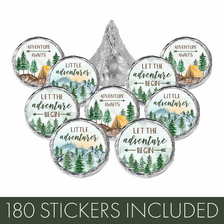 Little Adventurer - Baby Shower Stickers - Fits on Hershey's Kisses - 180 Pack