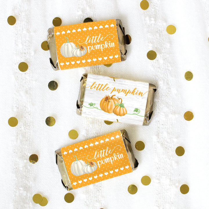 Little Pumpkin: Orange - Baby Shower -  Hershey's Miniatures Candy Bar Wrappers Stickers - 42 Pack