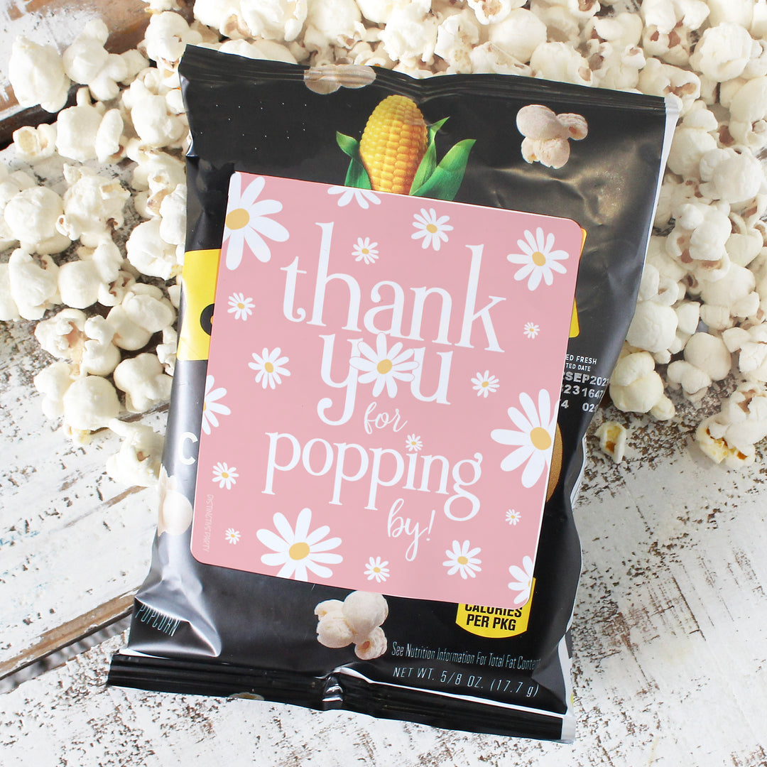 Darling Daisy - 1st Birthday: Popcorn, Chip Bag, and Snack Bag Stickers - 32 Stickers