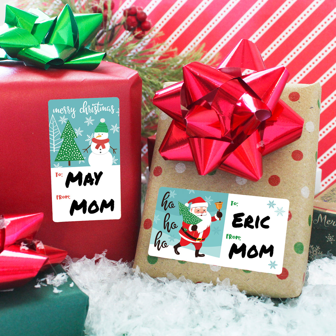 Christmas Gift Tag Stickers: Santa, Snowflakes, and Candy Canes   – 75 Stickers