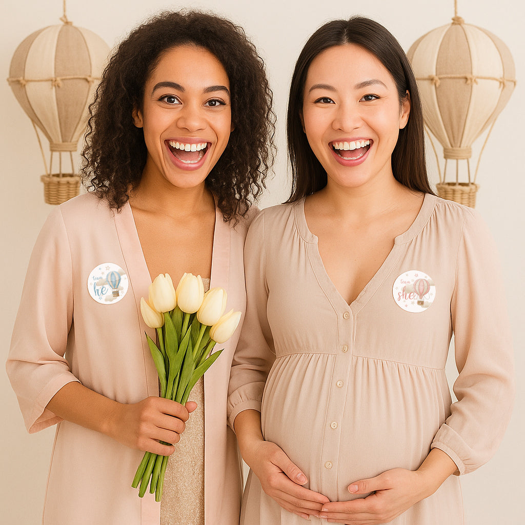Hot Air Balloon: Gender Reveal Party - He or She  - 40 Stickers