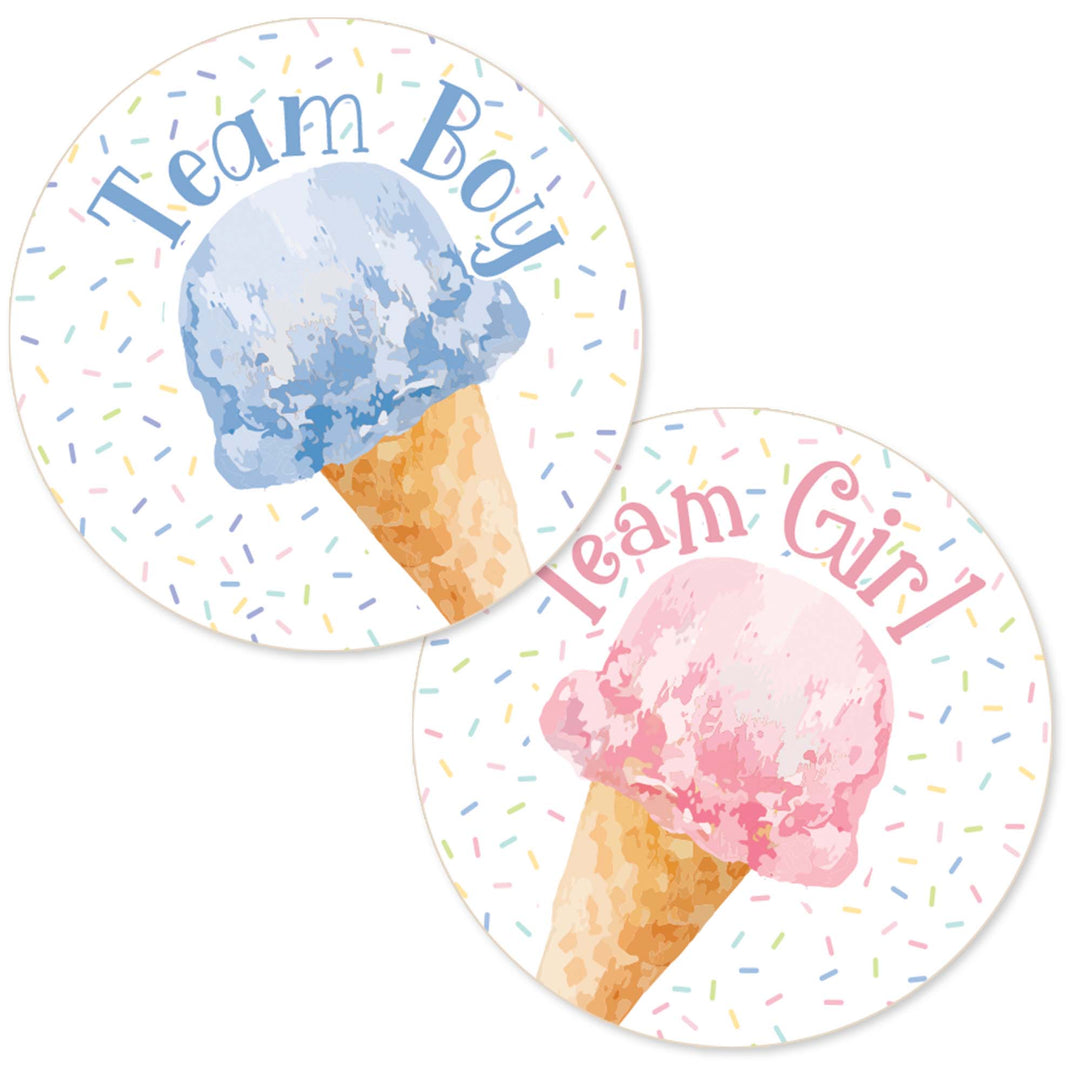 Cuál es la primicia: Helado - Fiesta de revelación de género - Equipo niño o niña - Pegatinas de votación - 40 pegatinas