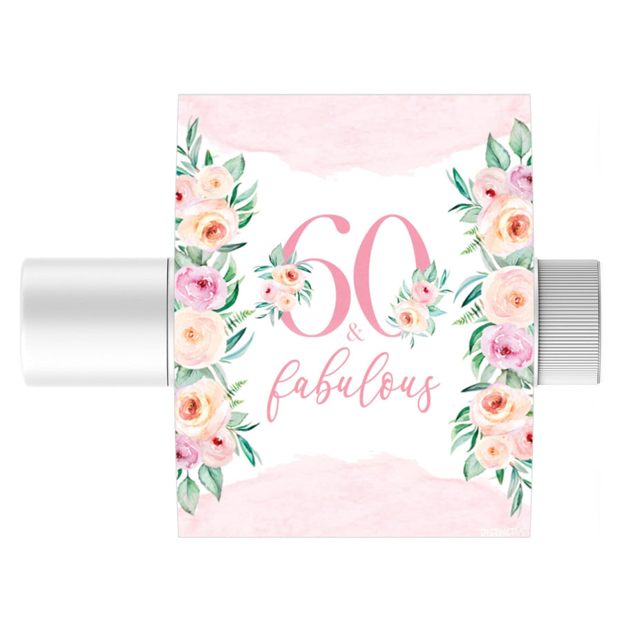 60th Birthday: Floral -  Lip Balm Labels - 36 Stickers - Distinctivs Party