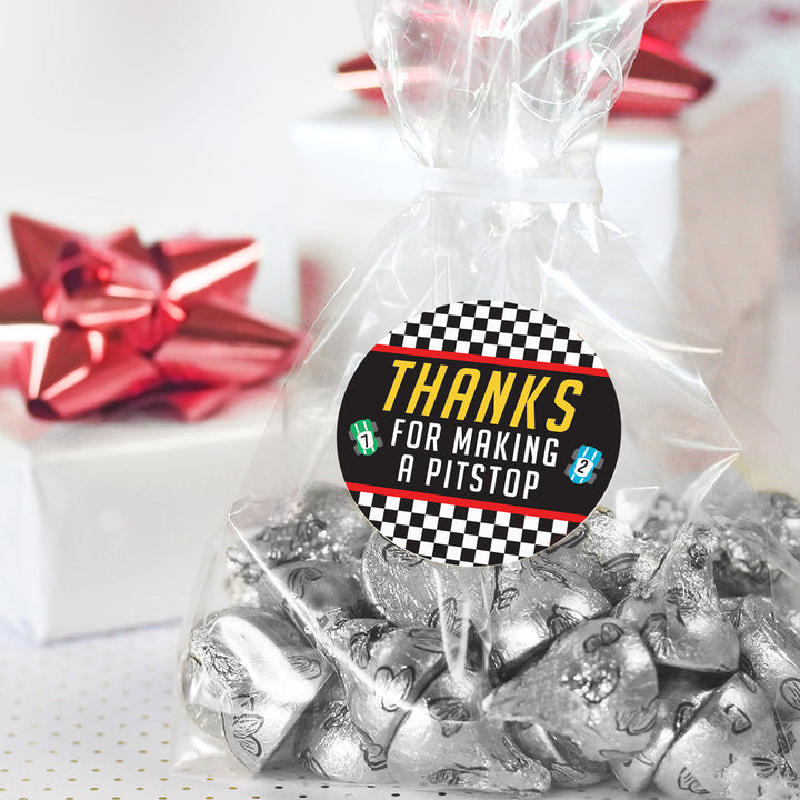 Race Car: Kid's Birthday - Thank You Labels - 40 Stickers