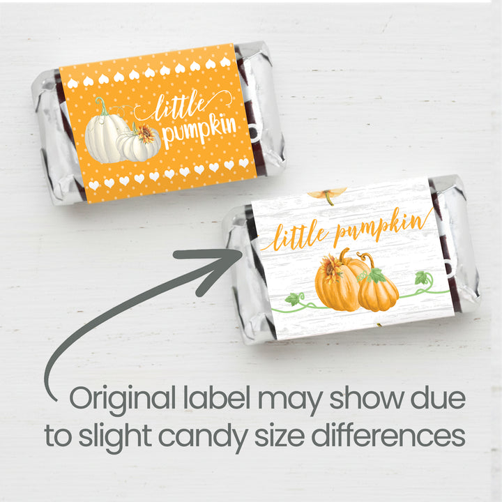 Little Pumpkin: Orange - Baby Shower -  Hershey's Miniatures Candy Bar Wrappers Stickers - 42 Pack