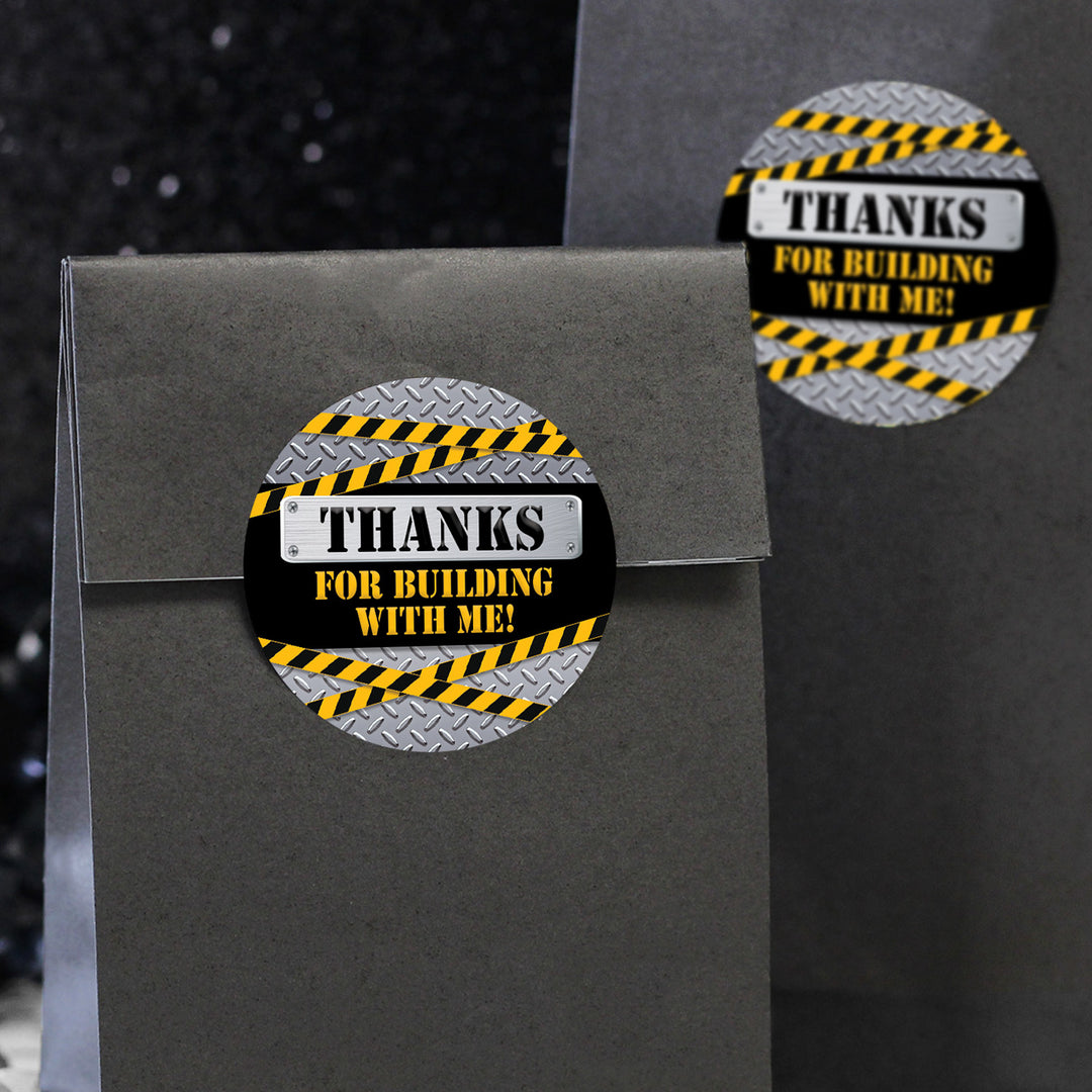 Under Construction: Kid's Birthday - Thank You Labels - 40 Stickers