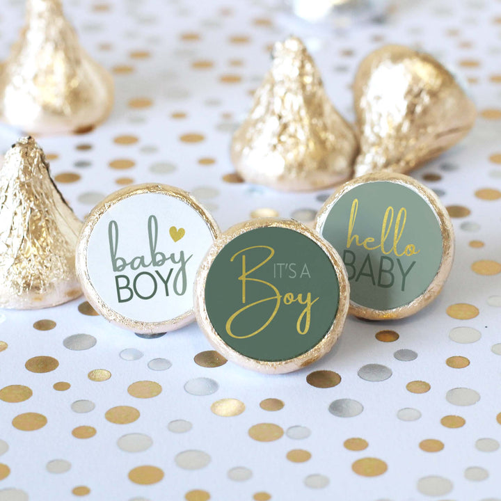 Dulce Bebé Niño: Verde - Es un niño Baby Shower Party Favor Pegatinas -180 pegatinas