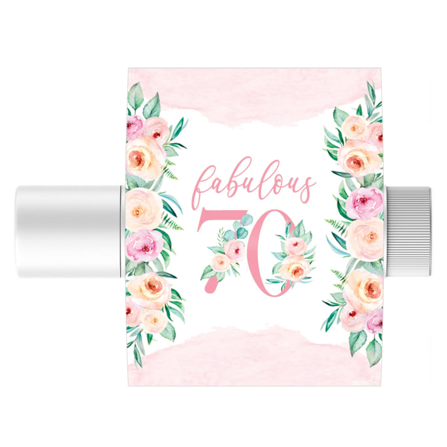 70th Birthday: Floral -  Lip Balm Labels - 36 Stickers - Distinctivs Party