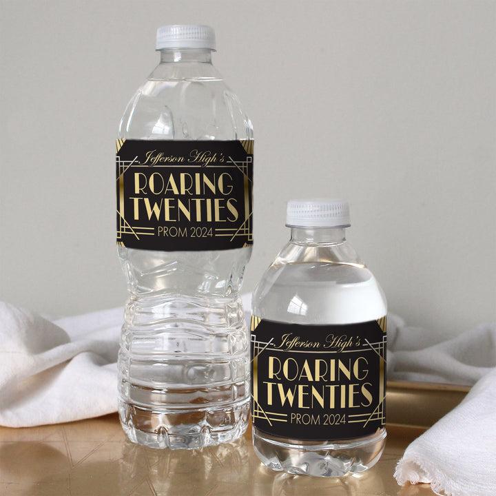 Personalized Prom: Roaring 20s - Water Bottle Labels - 24 or 250 Waterproof Stickers