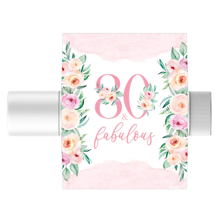 80th Birthday: Floral -  Lip Balm Labels - 36 Stickers