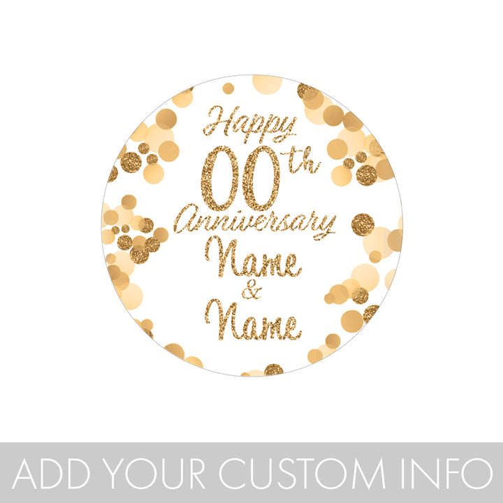Aniversario de bodas de oro personalizado: pegatinas grandes para regalos - 40 pegatinas
