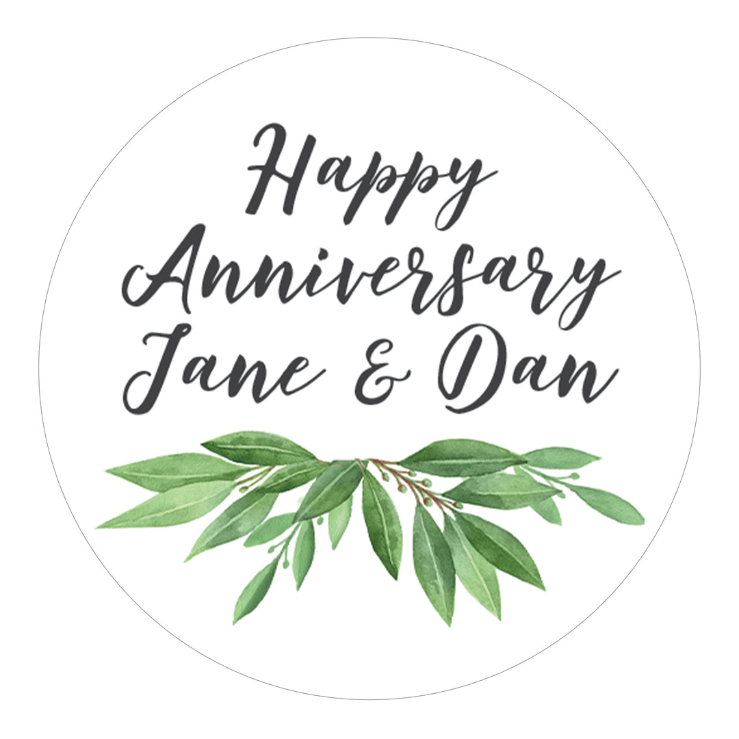 Personalized Greenery: Anniversary, Baby Shower, Birthday, Bridal Shower or Wedding - Favor Labels - 40 Stickers