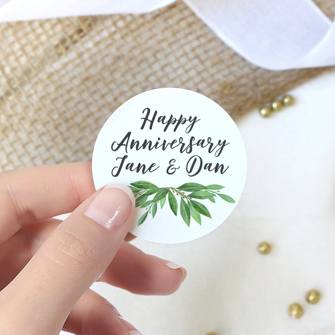 Personalized Greenery: Anniversary, Baby Shower, Birthday, Bridal Shower or Wedding - Favor Labels - 40 Stickers