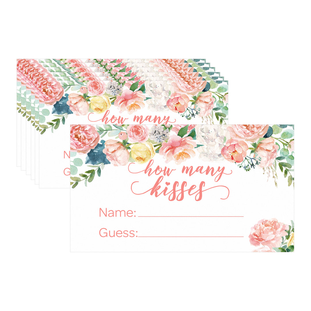 Floral How Many Kisses Baby Shower Game