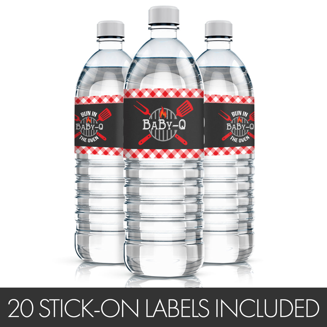 Baby-Q: Summer Barbecue Baby Shower - Water Bottle Labels - 20 Waterproof Stickers