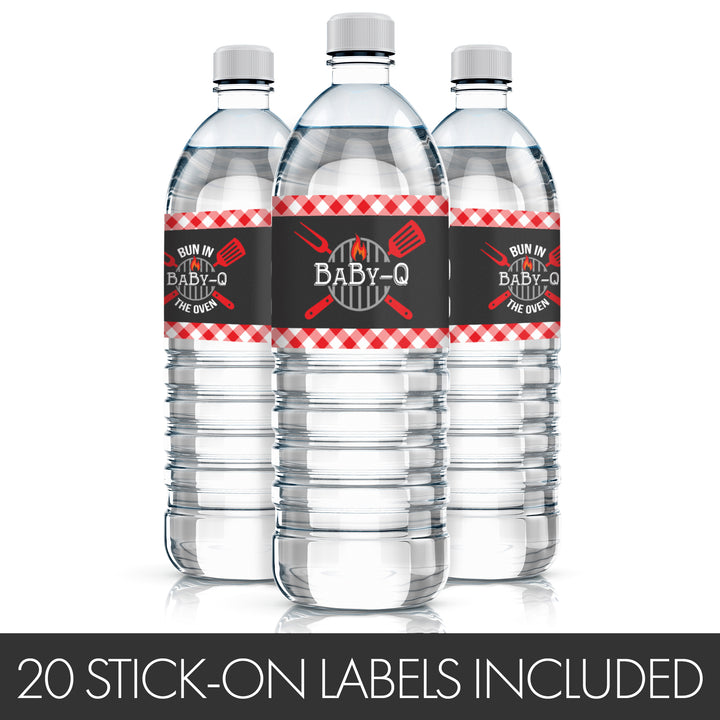 Baby-Q: Summer Barbecue Baby Shower - Water Bottle Labels - 20 Waterproof Stickers