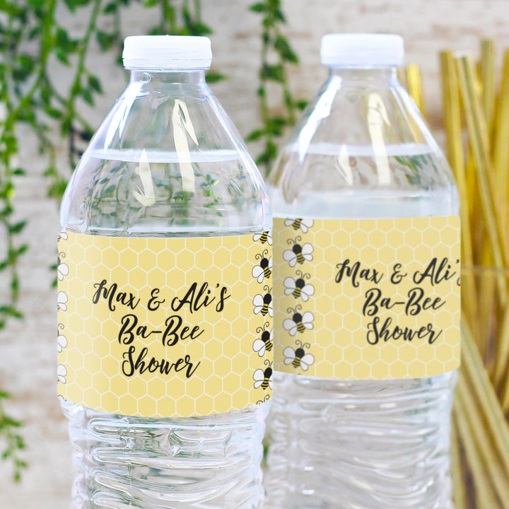 Personalized Bumble Bee: Baby Shower, Kid's Birthday, Bridal Shower -  Water Bottle Labels - 24 Waterproof Stickers