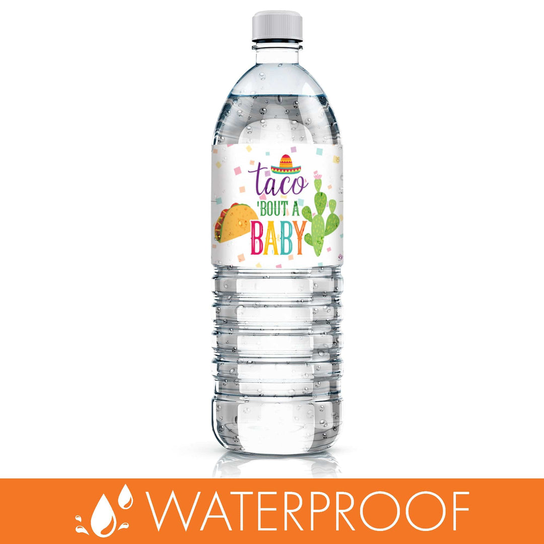 Taco 'Bout a Baby: Baby Shower- Etiquetas adhesivas para botellas de agua - 24 pegatinas